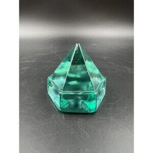 Aqua Green Ship Deck Glass Prism Pyramid Nautical Maritime Paperweight
